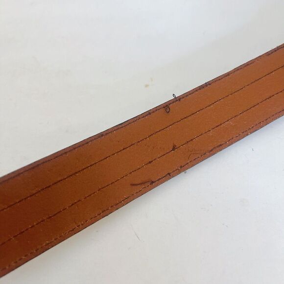 Avignon Vintage Cognac Brown Leather Gold Studded Belt Size M Western Boho - Picture 6 of 7